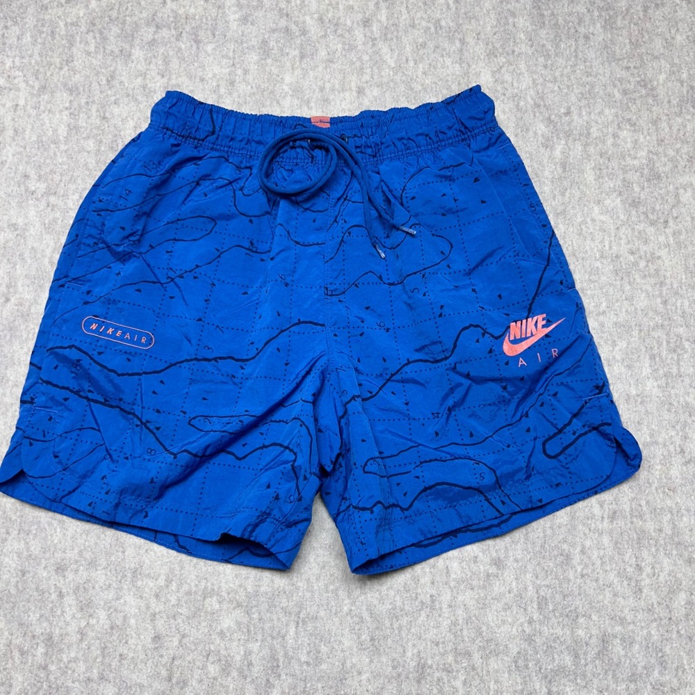 Nike Air Blue Map Graphic Print Running Shorts‎ Men's Small Athletic Gym Lined